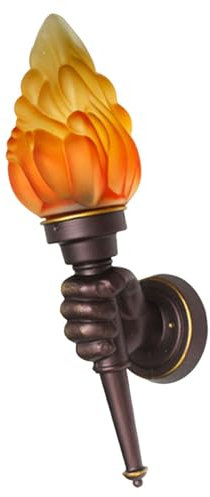 Lámpara De Pared Con Forma De Antorcha Creativa, Accesorio De Iluminación Con Pantalla De Lámpara De Vidrio Flameado Y Soporte De Aluminio Marrón, Lámpara De Pared De Llama De Estilo Industrial Retro
