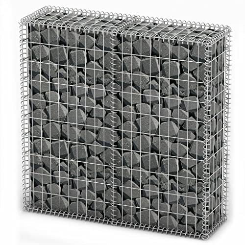 LLEZKBR Furniture Select Gabion Korb mit Deckel, verzinkter Draht, 100 x 100 x 30 cm