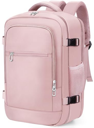 BAHIWOM for Ryanair Cabin Bags 40x20x25 Underseat Travel Backpack Carry-Ons Hand Luggage Cabin Bag Size 20L, Daypack School Office Bag with USB Port, Trolley Sleeve, Anti Theft Pocket (Pink)