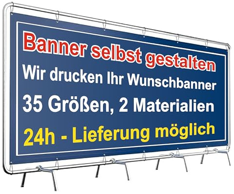 Personalisiertes Werbebanner – Selbst gestalten mit Text & Bild | Individuelles Banner für Werbung, Events & Feiern | Wetterfest & UV-beständig | Druck in Profi-Qualität (Format 3:1 - diverse Größen)