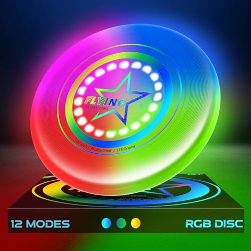 Anzmtosn LED-Flying-Disc-Spielzeug für Kinder und Erwachsene, 7 Modi, leuchtet im Dunkeln, Fliegende-Ring, beleuchtetes, Strand-Spielzeug-Geschenk für den Außenbereich, Park, Garten, Camping