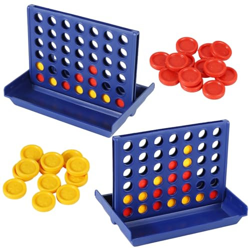 JSMTKJ 2 Stück Mini 4 In Einer Reihe Spiel, Vier Gewinnt Reisespiel, Strategiespiel für Mitgebsel, Mitbringsel, Gastgeschenk, Giveaways, Kindergeburtstag
