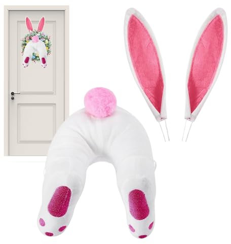 Bunny Butt für | Hasenkranz | Osterhasen Hintern und Ohren Krampfnutzung | Frühlings Kaninchen -Buttkranz für Haustür Bauernhaus Hängende Ornamentdekoration