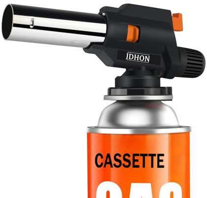 JDHON Blow Torch, Professional Kitchen Butane Torch, Chef Cooking Torch Adjustable Flame, for Creme Brulee, BBQ, Baking, Camping(Butane Gas Not Included) Black