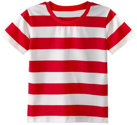 MOMBEBE COSLAND Boys Girls Striped T Shirt Kids Crew Neck Short Sleeves Tops, 2 Years-Large