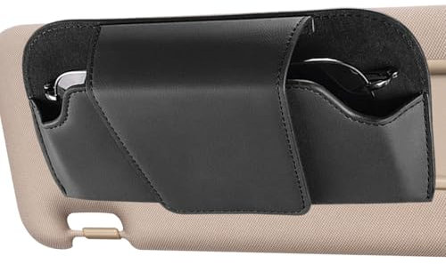 Anseom Porta Occhiali da Auto, Porta Occhiali da Sole da Autos per Parasole, Clip per occhiali Auto in Pelle PU, Universale Supporto Magnetico per occhiali da Visiera per Tutti i Modelli di Auto, Nero