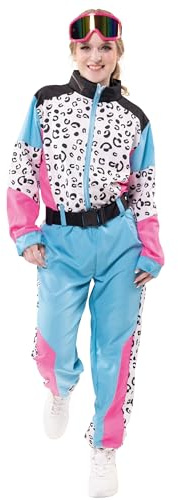 PartyXPeople Skioverall 2tlg. blau-pink | Unisex Karnevals-Kostüm | Retro Fun Verkleidung | 80er Schneeanzug witzig| inkl. Ski-Brille | blau-pink – 14935 Gr. S bis XL (L)