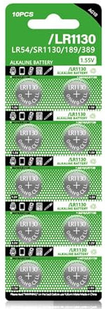 Lot de 10 piles bouton alcalines LR1130 1,5 V AG10/LR54/189/389 pour divers appareils électroniques