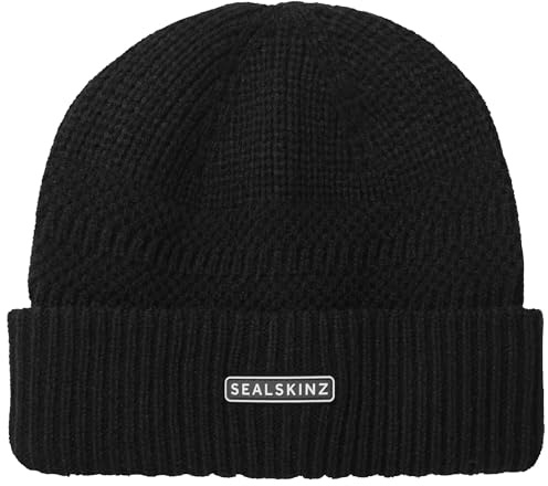 SEALSKINZ Unisex Gressenhall Waterproof Cold Weather Textured Stripe Roll Cuff Beanie Beanie Hat