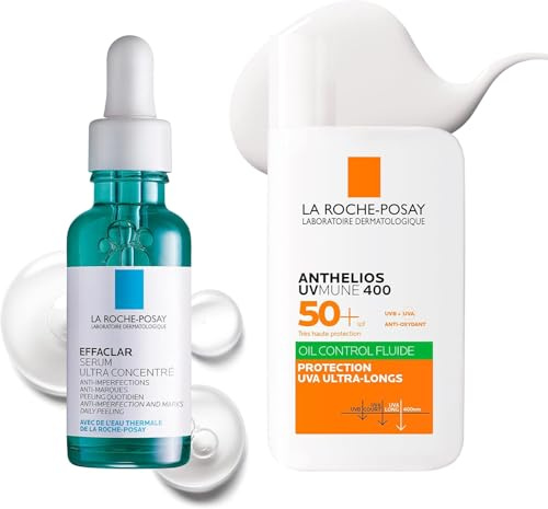 La Roche-Posay | Effaclar Ultra-Konzentriertes Serum mit Salicylsäure 30 ml & Anthelios UVMUNE 400 Oil Control Fluid SPF50+ 50 ml | Duo für unreine Haut & Sonnenschutz SPF 50+