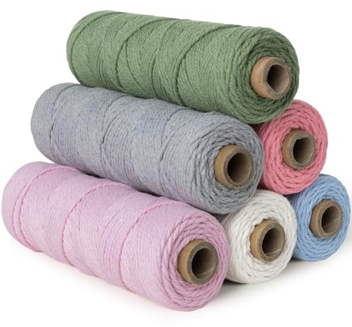 GUBOCA Hilo Macrame 2mm x 100m,6 Pezzi Set,6 Colores