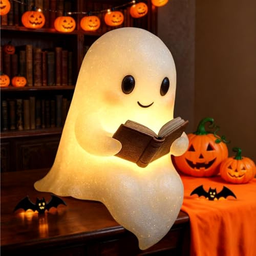 Dandin Nachtgeist Lampe, Geisterlampe Nachtlicht | Halloween Deko Led Gespenster Lampes, Ghost Reading Book Lamp, Halloween-Dekoration für Leser Und Buchliebhaber