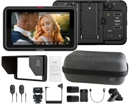 Atomos Ninja TX GO Écran tactile super lumineux 1500 nit de 12,7 cm pour capturer des vidéos RAW 6K avec kit Creator et kit d'alimentation universel (3 articles)