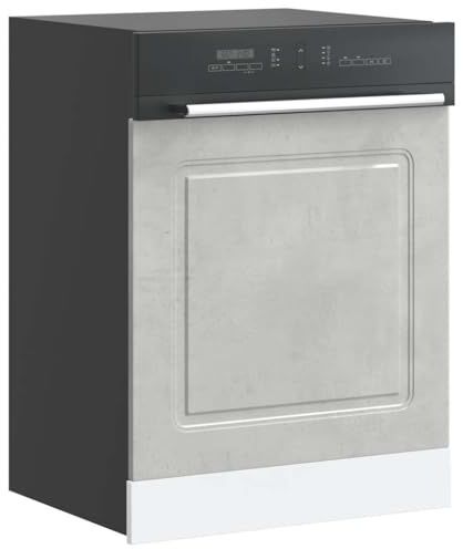 Qnhdfrt Kalmar Concrete Grey Dishwasher Panel 60x1.5x67 cm Engineered Wood Kitchen Cupboard Door for Dishwasher Protection Modern Design for Kitchen and Laundry Room