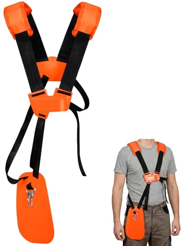 vsshe Correa de Hombro de Cortacésped,Trimmer Correa for el Hombro Doble, Correa de Arnés de Hombro Doble Universal Ajustable para Desbrozadora de Césped Cortacésped Naranja