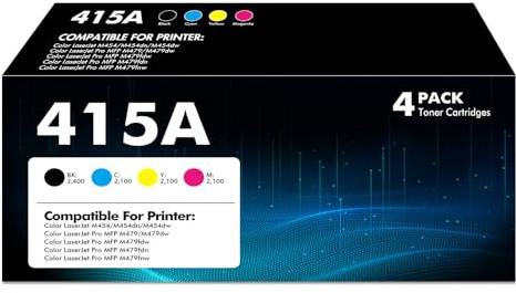 415A Toner Kompatibel für HP Color LaserJet Pro MFP M479fdw 415X Toner | Color LaserJet Pro MFP M479FDN M479FNW M479DW M454DN M454DW W2030A W2031A W2032A W2033A Schwarz Cyan Gelb Magenta 4-Pack