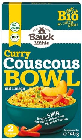 Bauck Mühle Couscous Bowl, Curry mit Linsen, 140g