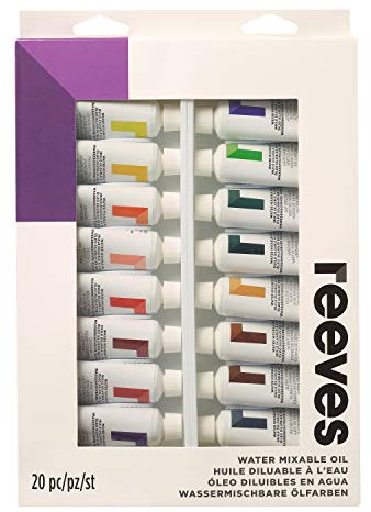 Reeves – Pintura al óleo diluible en Agua (Pintura, Multicolor, 22 ml, Pack de 20