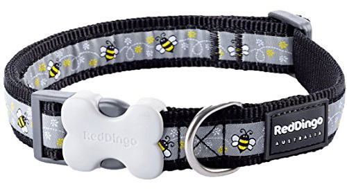 Red Dingo Bucklebone Dog Collar Design, Bumble Bee Black, Medium 20mm
