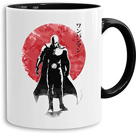 Saitama Sun - vaso cafetera regalo Mug Son One Punch Luffy Naruto Saitama One Dragon Goku Ball Piece Man Db, Farbe2:Blanco