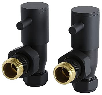 Milano Black Angled Heated Towel Rail Radiator Valves