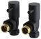 Milano Black Angled Heated Towel Rail Radiator Valves