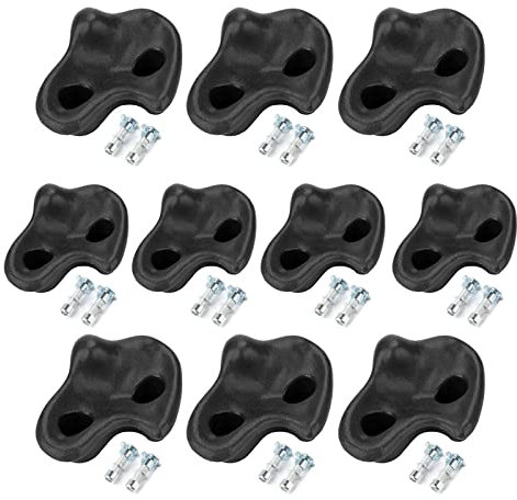 10PCS Kletterstein Klettern Hält Kinder Sicherheit Komfortable Klettersteine Kit mit Hardware-Beschlägen(Schwarz)