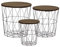 Metall Beistelltisch mit Stauraum schwarz - 3er Set/dunkle Tischplatten - Wohnzimmer Tisch mit Abnehmbarer Holz Platte Metallkorb Sofatisch Couchtisch