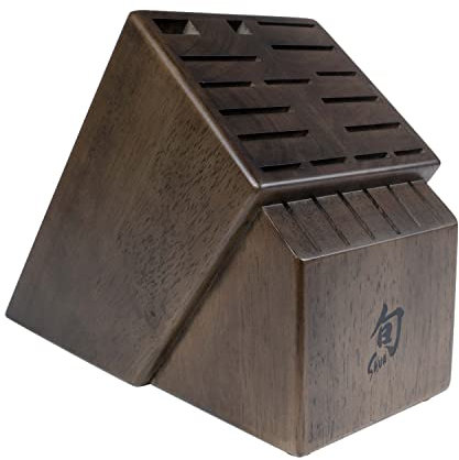 Shun DM0854 22 Schlitzen, Massivholz, mit Aufbewahrung für Steakmesser Messerblock Set, Holz, walnuss