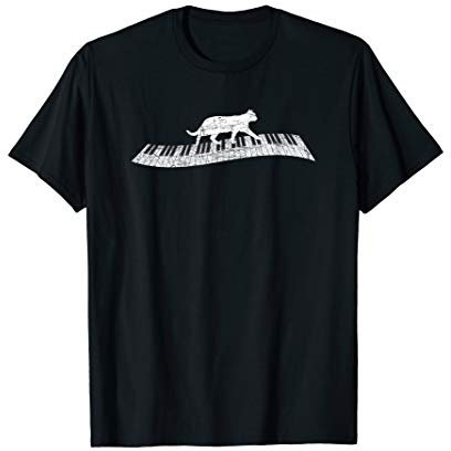 Piano Katzen Geschenk Musiker Klavier T-Shirt