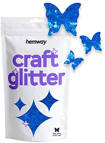 Hemway Craft Glitter - Butterfly Shaped 50g Sapphire Blue | Metallic Sequin for Resin & Epoxy Crafts | Supplies for Tumblers, Cards, Jewellery, Candle, Hair, Face, Body & Nail Art