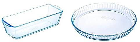 Pyrex - Bake & Enjoy - Moule à Cake en Verre 28 cm & 1040909 Bake & Enjoy Moule à Tarte en verre Ø 31 cm