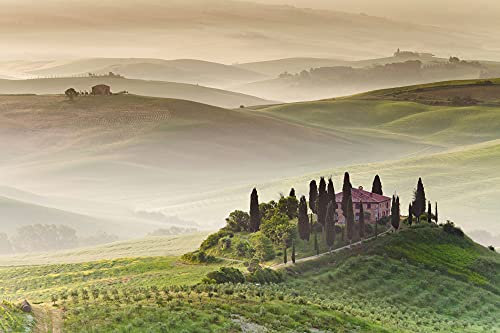 A.S. Création Fototapete Mediterran Grün | Toskana Braun Toscana Morning 4.00 m x 2.67 m Grün Braun Weiß