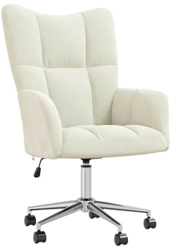 vidaXL Relaxsessel mit Rollen Drehbar Höhenverstellbar Fernsehsessel Polstersessel Polsterstuhl Relaxstuhl Sessel Ohrensessel Wohnzimmer Cremeweiß Samt