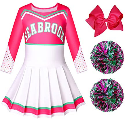 Aepotumn Addison Cheerleader Outfit Girls Zombies 3 World Book Day Cheerleader Costume Kids Dress with Poms Poms for 11-12 Years MEIHONG 160