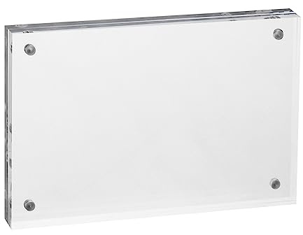 PATIKIL Floating Photo Frame, 5.8 x 8.3 Desktop Frameless Picture Frame Double Sided Acrylic Magnetic Display Frame for Family Travel Party Photo Souvenirs Artwork, Clear