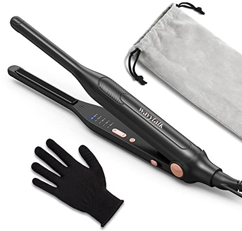 Wavytalk Plancha pequeña de 3/10 pulgadas, plancha plana para cabello corto, corte Pixie y flequillo, rizador para cabello corto, mini alisador de cabello para bordes con diseño antipellizcos,