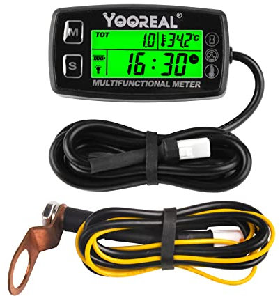 Yooreal Medidor de temperatura del motor,medidor de temperatura,tacómetro de apagado del usuario para scooter moto de nieve Mini bicicleta motocicleta cortadora