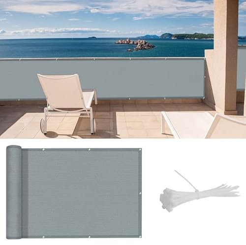 LOVE STORY Écran de Confidentialité pour Balcon 90x500cm avec Tissu HDPE,(Gris) Couverture de Balcon pour l'ombre, Écran Protecteur de Clôture avec œillets, Protection UV pour Jardin Extérieur