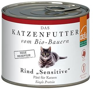 defu Katzenfutter | 1 x 200 g | Pate Bio Rind Sensitive | Premium Bio Alleinfuttermittel nass für Katzen
