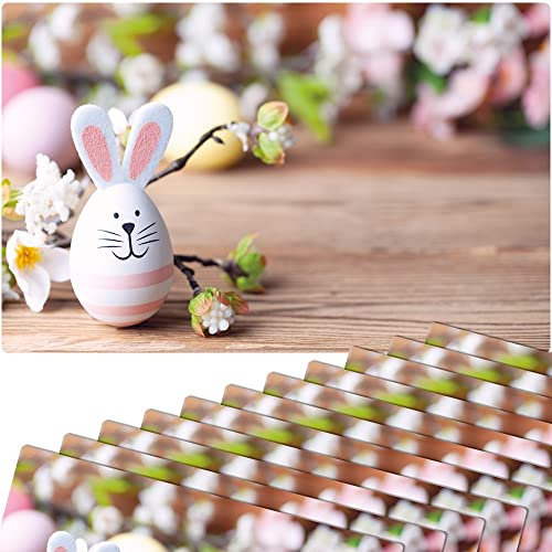 matches21 Frühlingshafte Tischsets Platzsets Motiv abwaschbar Osterhase Kirschblüten Holzbrett bunt 12er 43,5x28,5 cm