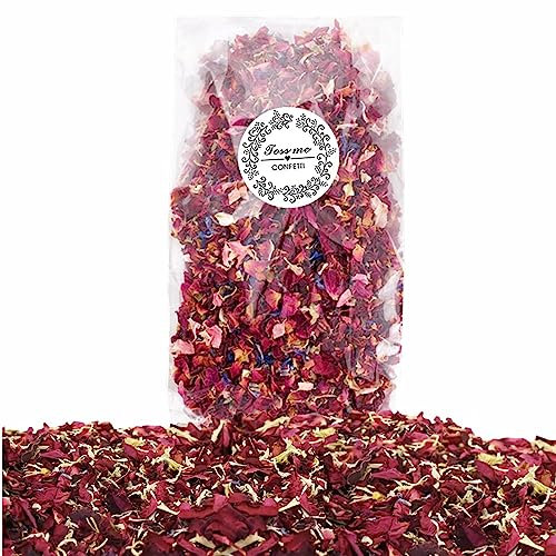 FINEVERNEK 1 Litre Confettis de Pétales de Mariage, Naturels Jetant de Fleurs Séchées de Rose Biodégradables, Décoration de Fête de Mariage