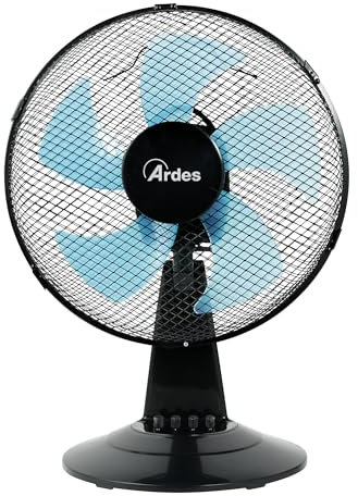 Ardes - AR5ST30N Ventilatore da Tavolo STEELO 30N 5 Pale - Ventilatore da tavolo 30 cm Oscillante con Inclinazione Regolabile - Ventilatore 3 Velocità Silenzioso