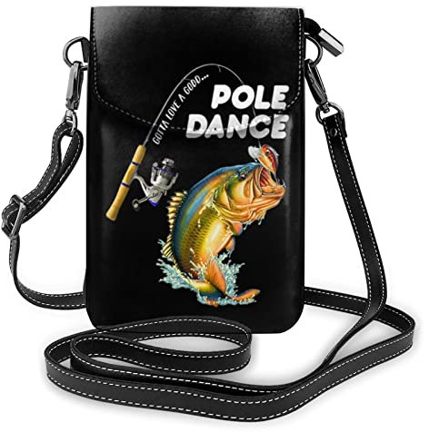 FJAUOQ Ich muss ein gutes Pole-Dance-Angeln lieben. Bass-Crossbody-Handy-Geldbörse, Damen-PU-Crossbody-Tasche, kleine Umhängetasche, Schwarz