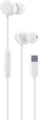 cellularline | CLOUD IN-EAR | Auricolare Type-C Stereo, Design In-ear e Microfono, Connettore USB-C, Isolamento dal Rumore, Microfono e Tasto di Risposta (Bianco)