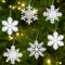 Leonshco Decorazione natalizia, 24 fiocchi di neve, decorazione natalizia con 24 corde, decorazioni da appendere per alberi di Natale e decorazioni natalizie (bianco)