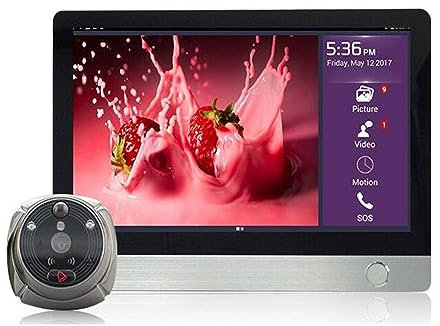 ThikK Videocitofono WiFi + gsm da 7 Pollici Videocitofono da 2 MP HD Campanello Visual Door Viewer Telecamera di rilevamento del Movimento for Visione Notturna a infrarossi (Color : Silver)