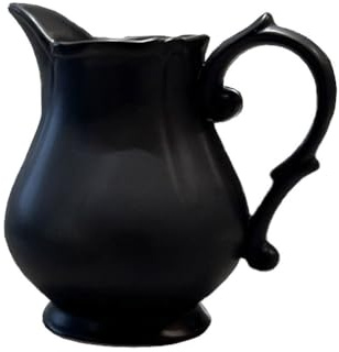 WAIT FLY Vintage Embossed Creamer & Sauce Pitcher - Black Cream Jug for Kitchen