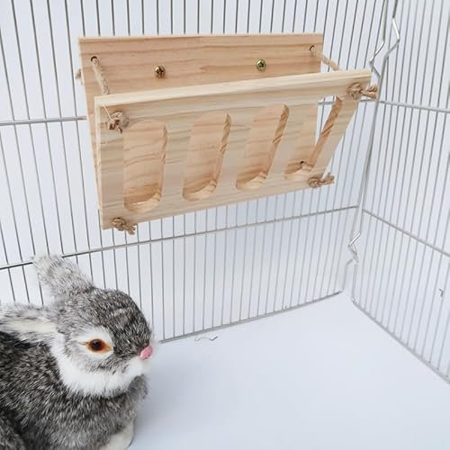 Heu Futterspender für Käfig,Meerschweinchen Chinchilla,Futterraufe inkl,Heuraufe aus Holz,Haken Zubehör Kaninchenstall Stall Futterkrippe Holz Heu hängend
