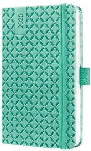 SIGEL J5126 Wochenkalender Jolie 2025, ca. A6, mintgrün, Hardcover, Gummiband, Stiftschlaufe, Einstecktasche, 174 Seiten, vegan, aus nachhaltigem Papier, Terminplaner